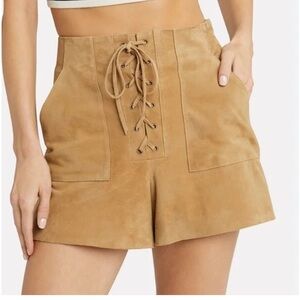Fifth & Mode Camel Suede Lace-Up Shorts | Intermix | Size 6